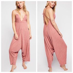 Free People Manhattan Small Pink Tie Jumpsuit
